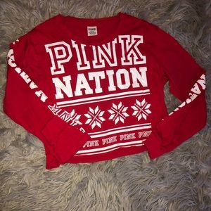 PINK Long Sleeve Crop Top